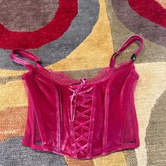 Nwt Victoria’s Secret Dream Angels Un-Padded Wired Dark Pink Velvet Corset Top Size Small Originally $74 Offers / Bundle Welcome! Pink Vampire Outfit, Dark Pink Clothes, Club Outfits Pink, Steampunk Clown, Dark Pink Velvet, Velvet Corset Top, Halloween Steampunk, Vampire Clothes, Velvet Bustier