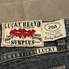 VTG 90s Lucky Brand Peanut Pant Lower Rise Denim Jeans Dungarees USA sz 6/28. Lucky You Pants, Lucky You Jeans, 90s Branding, York Outfits, New York Outfits, Lucky Jeans, Lucky You, Low Rise Jeans, Lucky Brand Jeans