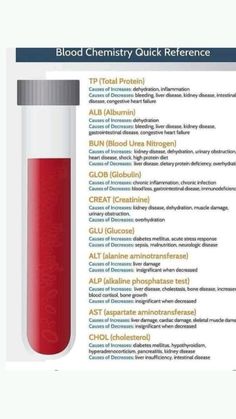 a blood test tube filled with red liquid and labeled in the words blood chemistry quick reference