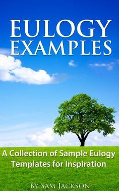 a book cover with a tree in the middle and clouds above it, which reads eulogy examples