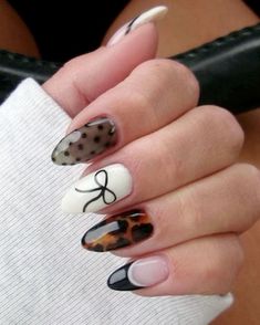 Custom Tortoise Nails, Black Coquette Press on Nails Sheer Nails Fake Nails Acrylic Nails Coquette Nails Custom Nails - Etsy Cute Trendy Almond Nails, Nail Inspo Almond New Years, Sheer Polka Dot Nails, Now Nails Design, Boise State Nails, Black And White Christmas Nail Designs, Black And White Holiday Nails, Mid Nails Ideas, Winter Birthday Nails Almond