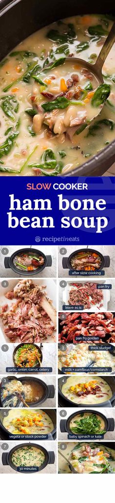 the instructions for how to make ham bone bean soup