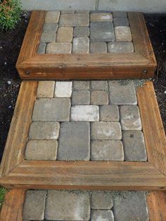 two steps made out of wood and stone