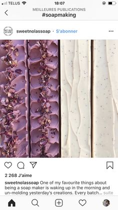 an instagram with two different soap bars on top of each other, one is pink and the other is white