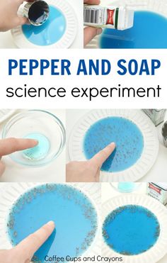 the process to make pepper and soap science experiment for kids is shown with instructions on how to use it