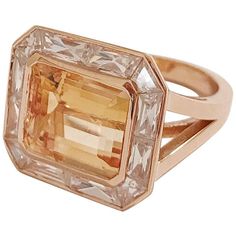 18kt Rose Gold Split Shank Ring with Imperal Topaz and surrounding rock crystal baguettes is a gorgeous statement piece. This ring can be made in any stone combination and any color gold. Please let me know if you have any questions. Best, Christina Three Stone Emerald Cut Ring, Imperial Topaz Ring, Rose Gold Flower Ring, Tsavorite Ring, Ring Rosegold, Handmade Jewelry Ring, Vintage Cocktail Ring, Split Shank Ring, Imperial Topaz