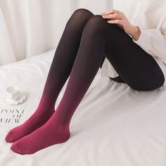 Gradation Color, Socks Outfit, Quoi Porter, Exclusive Dress, Thigh High Socks, Thigh High Stockings, Long Socks, Womens Tights