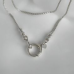 Solid 925 sterling silver rounded box chain, dainty 1.25mm width Solid Sterling Silver round push clasp, pendant clip, charm clip, 13mm width Shipping; Ships within 1-2 business days Free shipping in the USA Complimentary gift box with ribbon and wax seal stamp More items from my shop:  https://www.etsy.com/shop/LagunaLifeDesigns Everyday Sterling Silver Charm Necklace With Box Chain, Silver Oval Link Charm Necklace For Everyday, Minimalist Snake Chain Necklace With Sterling Silver Clasp, Silver Dainty Charm Necklaces With Box Chain, Dainty Silver Charm Necklaces With Box Chain, Minimalist Chain Necklace With Round Pendant, Minimalist Chain Necklace With Spring Ring Clasp As Gift, Minimalist Silver Charm Necklace With Box Chain, Minimalist Silver Charm Necklace With Lobster Clasp