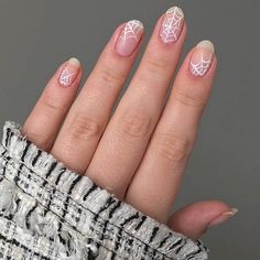 Spider Web Nail Art Designs For 2022 - K4 Fashion Pink Web Nails, Spider Web Nail Design, Halloween Nails Spider Web, Halloween Short Nails, Spider Web Nail Art, Nails Spider Web, Web Nail Art, Spooky Manicure