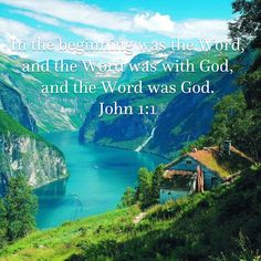 the bible verse with mountains and water in the background, which is also an image of a