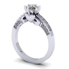 a white gold engagement ring with diamonds on the side