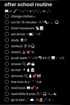 Aesthetic Night Routine For School, Healthy After School Routine, Healthy School Morning Routine, Workout Schedule Aesthetic, After School Routine 5pm, Workout Aesthetic Routine, After School Routine Aesthetic, School Goals List, After School Study Routine