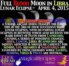 the full blood moon in libra lunar eclipse - april 4, 2013 poster with text