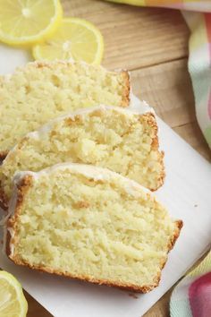 slices of lemon bread sitting on top of a cutting board