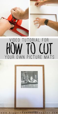 the instructions for how to cut your own picture mats are shown in this video guide