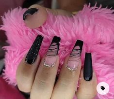 Sweet 16 Nails, Black Acrylic Nails, Red Acrylic Nails, Long Acrylic Nail Designs, Drip Nails, Blush Nails, Acrylic Nails Coffin Pink, Xmas Nails