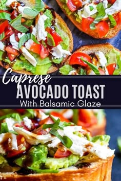 caprese avocado toast with balsamic glaze is an easy and delicious appetizer