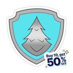 a sticker that says buy 10 get 50 % off with the image of a tree on