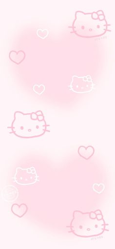 the hello kitty wallpaper is pink and has hearts