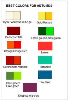 the color chart for autumn with different colors