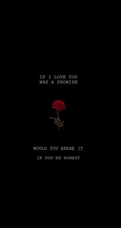 a red rose on a black background with the words, if i love you was a prom