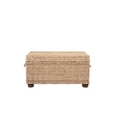 a wicker storage box with lid