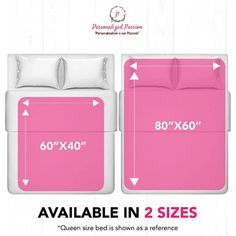 the bedding is pink and has two sizes for each individual to fit into it