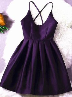 Dark Purple Short Party Dress Dark Purple Homecoming Dress, Cute Party Dress, Dark Purple Dresses, Purple Homecoming Dress, Short Satin, Cute Dresses For Party, Satin Homecoming Dress, Color Rush, Satin Short