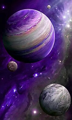 an image of planets in space with stars