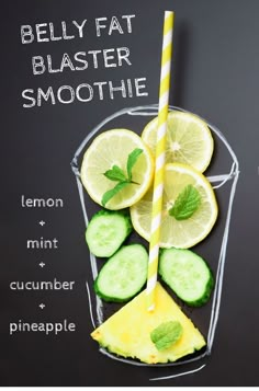 a smoothie with cucumber and pineapple in a glass on a black background