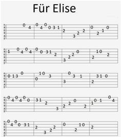 the guitar tab for fur elise