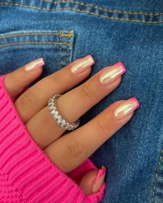 43 Chrome Nails To Indulge In The Shimmer Multi Colored Chrome Nails, Popular Nail Ideas, Chrome French Tip Nails, Nail Ideas For 2023, Chrome French Tip, Tip Manicure, Chrome French, French Tip Manicure, Chrome Nail Art