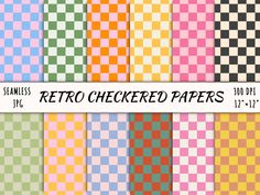 retro checkered papers in different colors