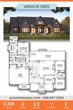 the windsor creek floor plan is shown