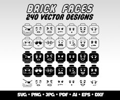 black faces with different facial expressions for the text, which is also in white and black