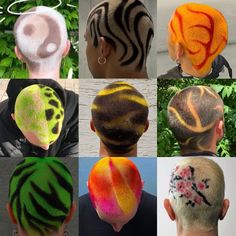 Buzzed Hair Dye Designs Men, Shaved Head Color Design, Dyed Hair Patterns, Dyed Hair Designs, Buzzed Hair Designs, Shaved Dyed Hair, Buzzcut Hair Dye, Shaved Head Dye, Buzz Cut Hair Dye Designs