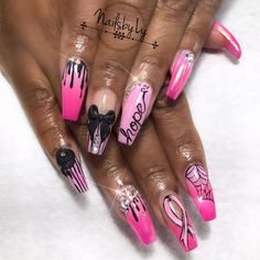 1,633 Likes, 12 Comments - #NAILSMAGAZINE (@nailsmagazine) on Instagram: “🎀 October is Breast Cancer Awareness Month. Educate yourself on how to best service clients with…” Pink Ribbon Nails October, Nail Designs For Cancers, October Breast Awareness Month Nails, October Breast Awareness Month, October Is Breast Awareness Month, Nail Designs Bling, Pop Art Nails, Instagram Nails, Fall Nail Art