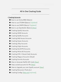 the list for all in one cracking guide, with instructions on how to use it