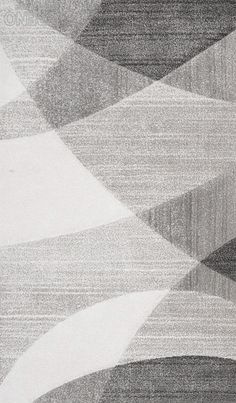 a black and white rug with an abstract design on the bottom corner, in grey tones