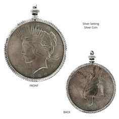 This 40mm coin pendant could make an ideal addition to your jewelry collection. The coin comes in a silver ridged setting, featuring a replica of either an American or French coin. Front and back have beautiful intricate detail. It also includes a jump ring that you can slide your own chain onto. Enjoy wearing this unique, stylish pendant with almost any outfit or occasion. Simple but a statement piece. French Coins, American Coins, Coin Pendant, Stone Jewelry, Statement Pieces, Jewelry Collection, Coin, Chain, Ring