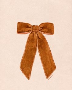 a drawing of a brown bow on a white background