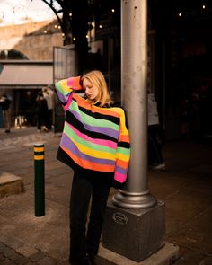 We talk a lot about our knitwear being one-off pieces, and from our experience with The Preloved Edit we know how hard it is to find specialist hand loom true intarsia knitwear. After wanting a concept that would appeal to everyone, but be unlike anything else - we created the vibrant, tiger striped 'Charlie Jumper'. We have only commissioned 70 pieces, and we will not repeat this design. It is a true collectors item. Every year we will create a 'collectors piece'; something truly beautiful and Slow Love, Artistic Clothing, Jumper Outfit, Talk A Lot, Swallowtail Butterfly, Artist Outfit, Oversized Jumper, A Concept, Tiger Stripes