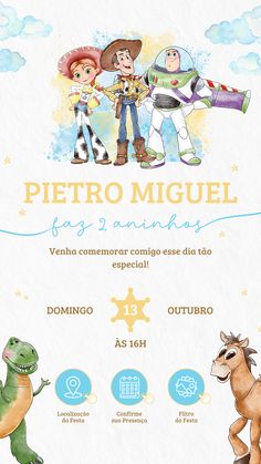 an advertisement for a children's book called piero miguel, featuring two cartoon characters