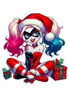 Visite nosso site e tenha acesso a milhares de imagens incríveis. Harley Quinn Christmas, Harley Quinn Halloween, Geek Tattoo, Anime Christmas, Cute Animal Clipart, Christmas Characters, Joker And Harley Quinn, Animal Clipart