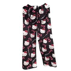 Color: D, Maternity size: L Hello Kitty Pants, Trousers Women Casual, Hello Kitty Pajamas, Kawaii Pajamas, Pajamas Pants, Trousers Women Wide Leg, Warm Pajamas, Black Flannel, Pink Hello Kitty