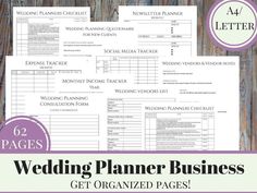 Wedding Planner Business, Wedding Organizer Business, Event Planner Business Planner Pages, Printable Planner, Small Business Planner