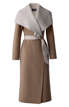 A supple double-faced wool from Italy lends a soft and cozy feel to a timeless wrap coat with a face-framing oversized collar and an elegant midi length. 50" length (size Medium) True-wrap style Shawl collar Removable tie belt Front welt pockets 100% wool Dry clean Imported Wool Coat Belt, Rich Wife, Coat Of Many Colors, Oversized Collar, Wrap Coat, Coat Outfits, Face Framing, Beaded Bags, Shawl Collar