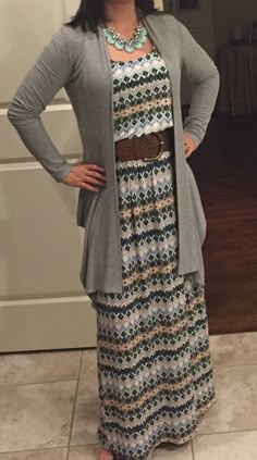 Love the print and colors! The necklace & belt are good too! Karly maxi dress by Gilli from March 2015 Stitch Fix Dresses With Wide Belts, Maxi Dresses For Fall, Summer Dress Cardigan Outfit, Purple Maxi Dress Outfit, Dress With Wide Belt, Long Sleeve Dresses Fall, Chunky Belt, Stitch Fix Dress, Maxi Outfits