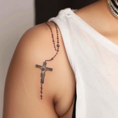 Dynamic Rosary Tattoo Flash Chief Tattoo For Women, Hand Template For Tattoo, Our Lady Of Guadalupe Tattoo Design, Spanish Heritage Tattoo, Thigh Rosary Tattoo, Cross Necklace Tattoo On Hand, Center Collar Bone Tattoo, Fine Line Rosary Tattoo