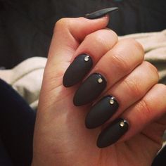 Black matte almond nails Black Matte Almond Nails, Matte Almond Nails, Silver Nail Art, Indigo Nails, Stripped Nails, Diy Nail Polish, Black Nail Art, Nail Polish Stickers